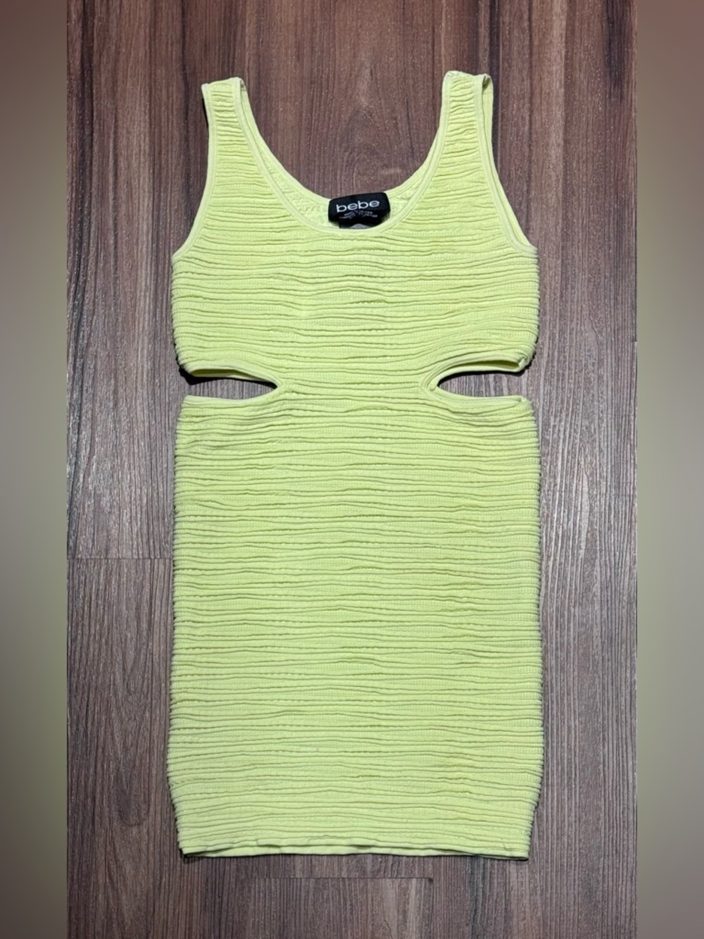 Bebe Yellow Bodycon Ruched Mini Dress – S